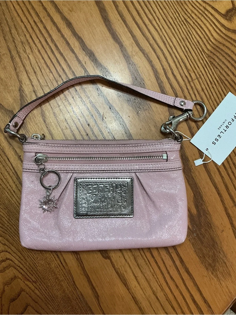 Coach Pink Leather  with Silver Plaque bag